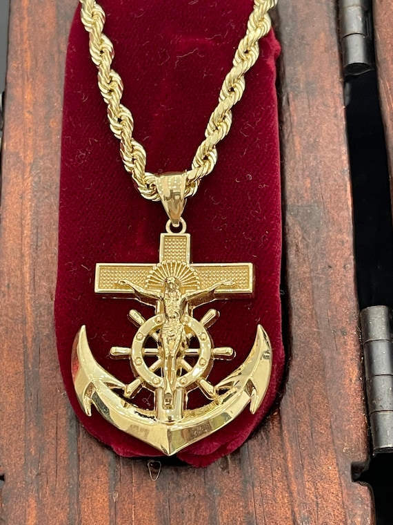 【STING925】Jesus Piece Pendant Anchor chain 4mm 55cm 3PC SET Jesus Anchor Pendant, Tennis Chain, Cuban Necklace