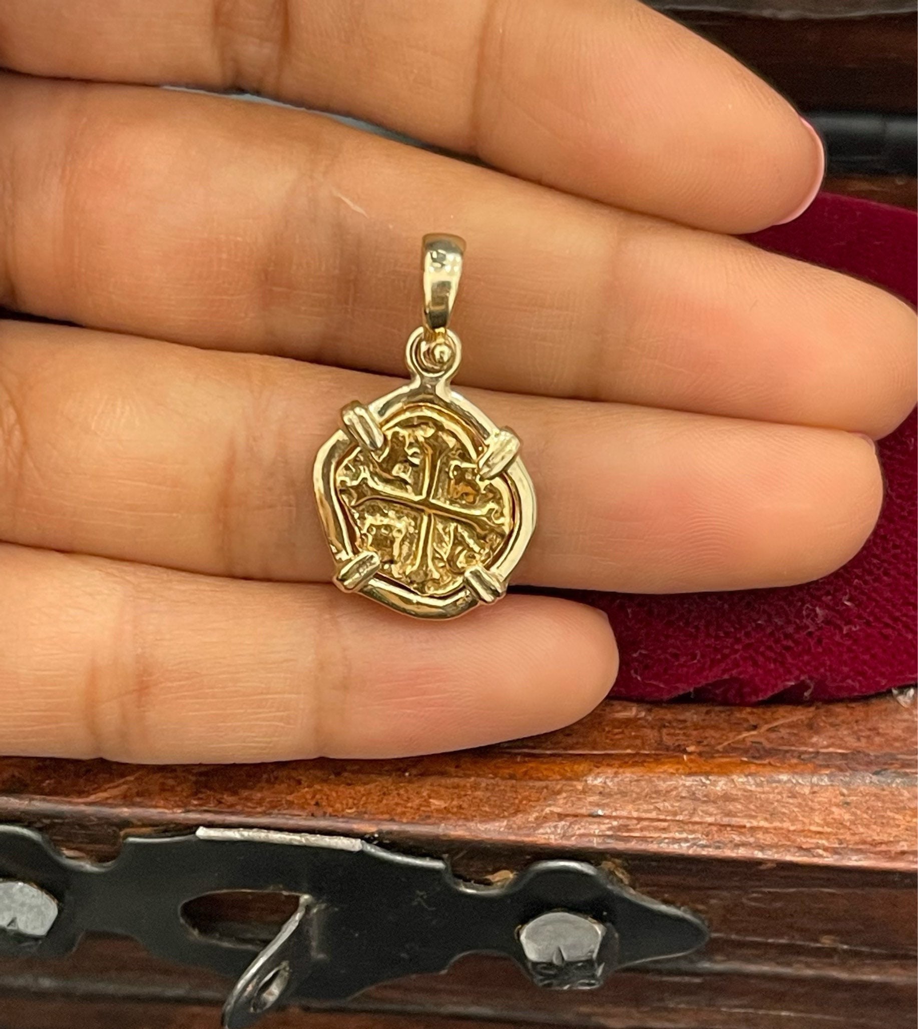 Atocha shipwreck treasure Mel fisher gold coin pendant handmade from 14k gold