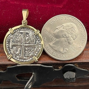 Atocha Shipwreck Silver Coin Pendant: 14k Gold Bezel, Mel Fisher Treasure