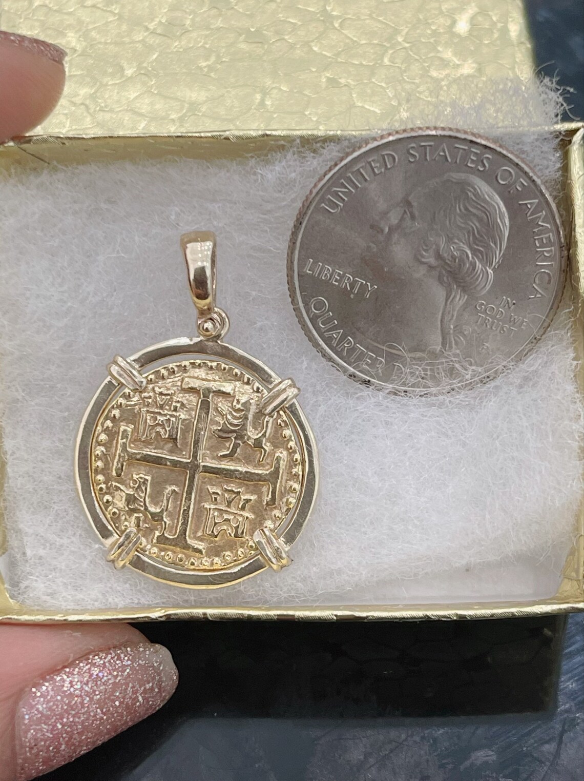 14kt Solid Gold Atocha Coin Pendant Etsy UK