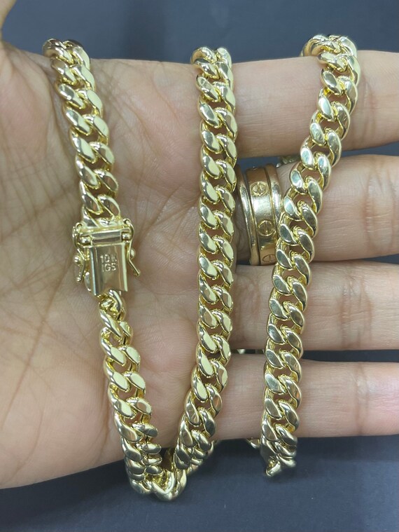 10k Gold Semi Solid Cuban Link Chain 24 Long 6.6mm Etsy Australia