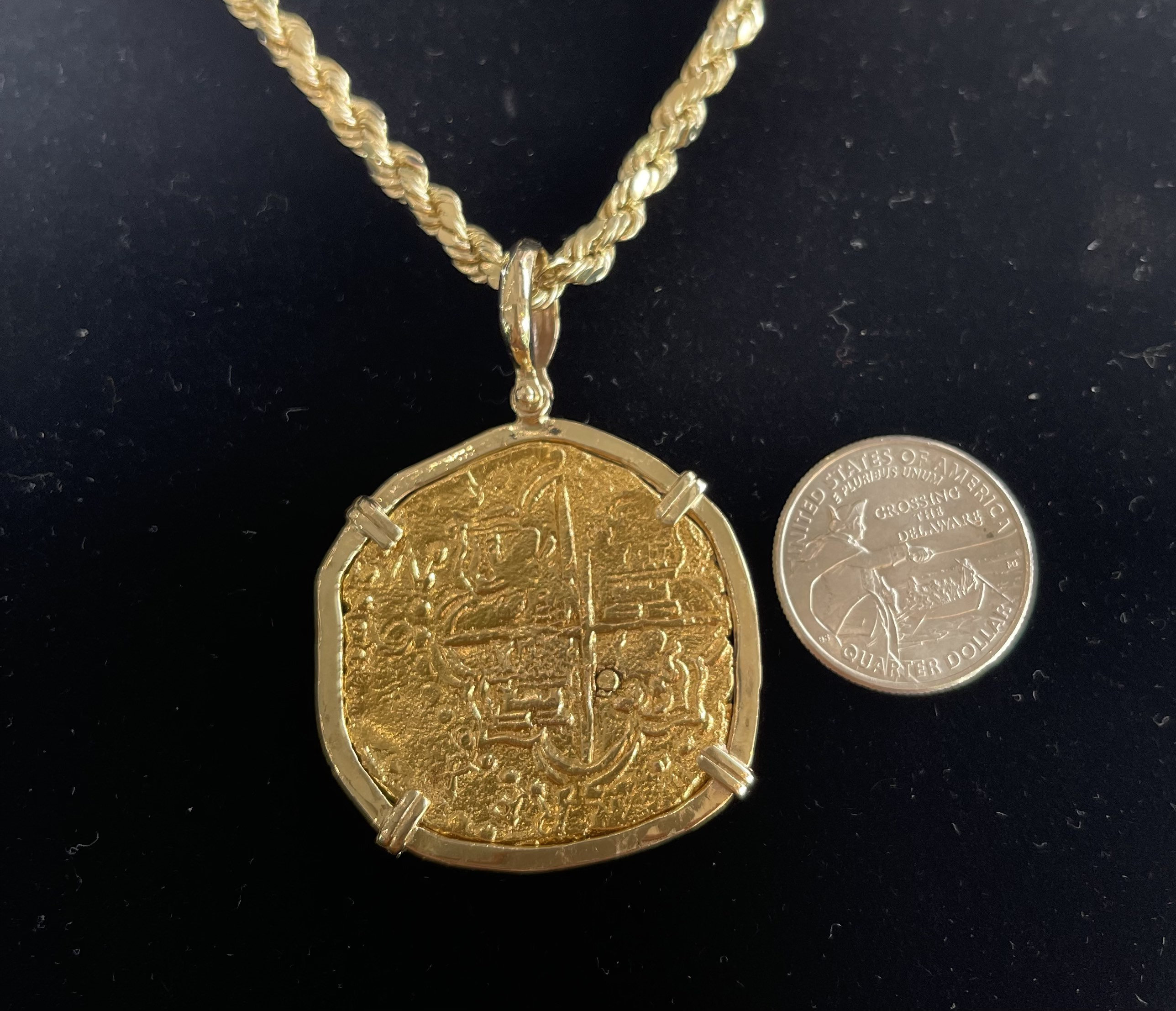 Atocha Shipwreck Treasure: Mel Fisher 14kt Solid Gold Coin Pendant