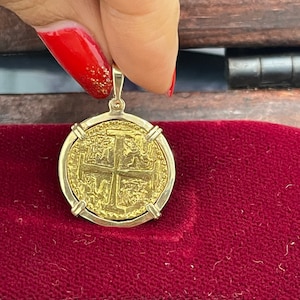 14k solid gold Atocha shipwreck gold coin pendant