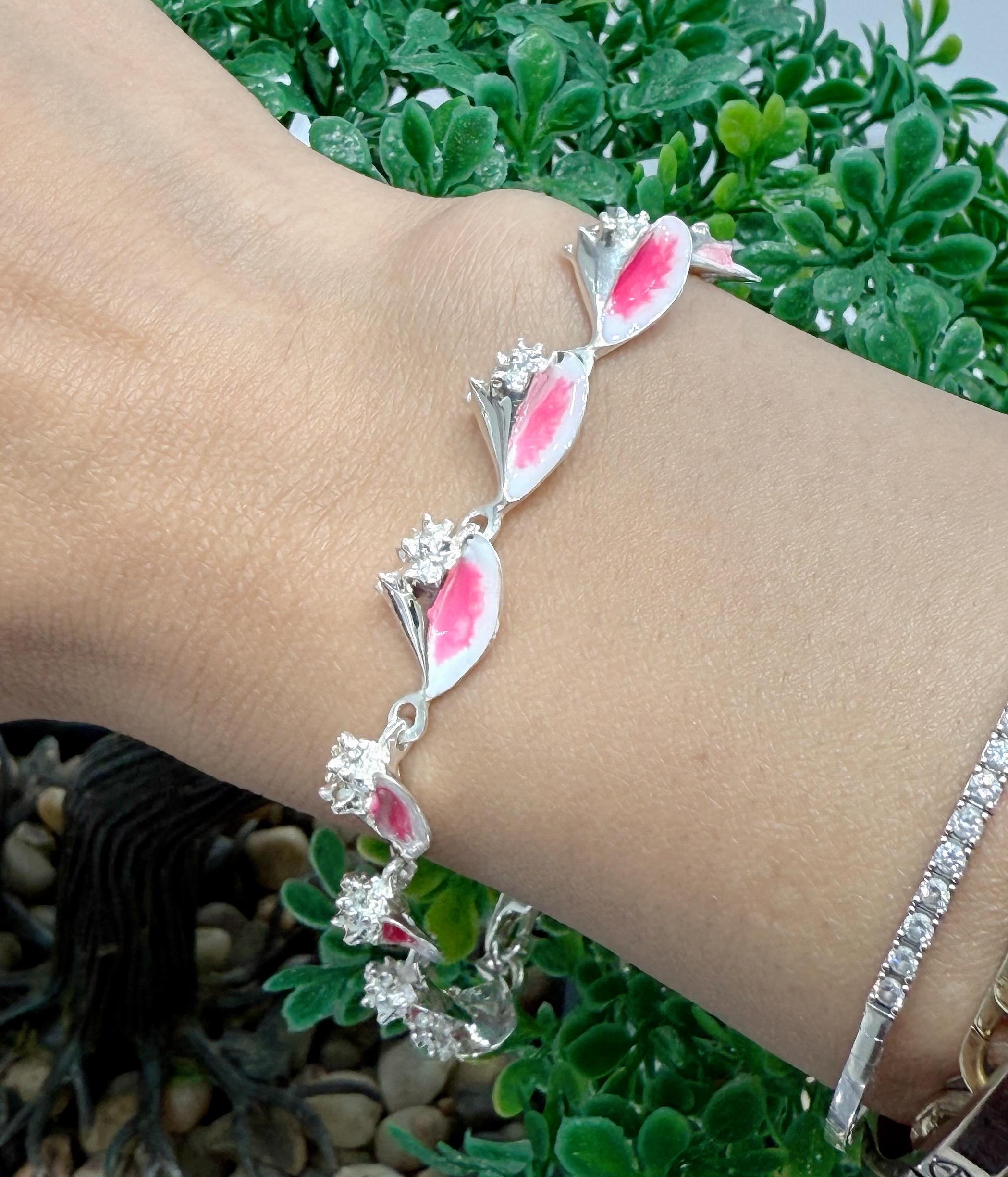 925 Solid Sterling Silver Handmade Mini Conch Shell Bracelet - Etsy