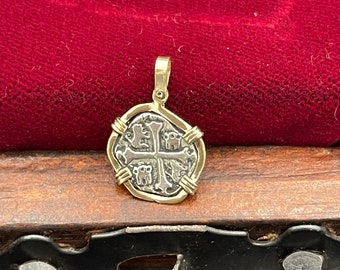 Atocha Shipwreck Silver Coin Pendant: 14k Gold Bezel, Mel Fisher Treasure
