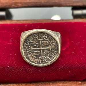 Solid Atocha shipwreck treasure Mel fisher silver coin ring size 11