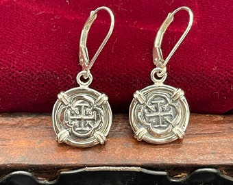 Atocha shipwreck treasure Mel fisher silver coin dangle earrings