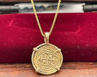 14k Gold Atocha Shipwreck Coin Pendant with 20&quot; Chain