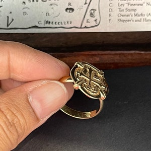 14k solid gold atocha coin ring