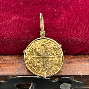 14k solid gold Atocha shipwreck gold coin pendant