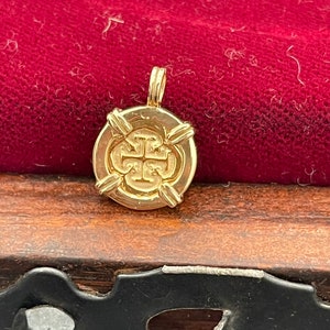 14k solid gold mini atocha gold coin pendant