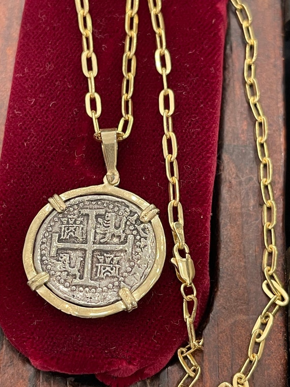 Atocha Shipwreck Coin Pendant in 14k Gold Bezel With 14k Gold - Etsy