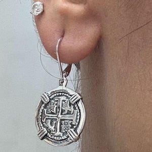Atocha shipwreck treasure Mel fisher silver coin dangle earrings