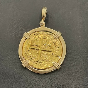 14k solid gold Atocha shipwreck treasure Mel fisher gold coin pendant