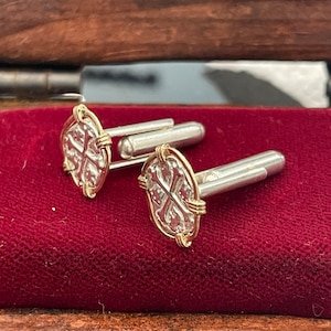 Atocha shipwreck coin Cufflinks in 14k solid gold bezel 925 solid sterling silver made from atocha silver bars
