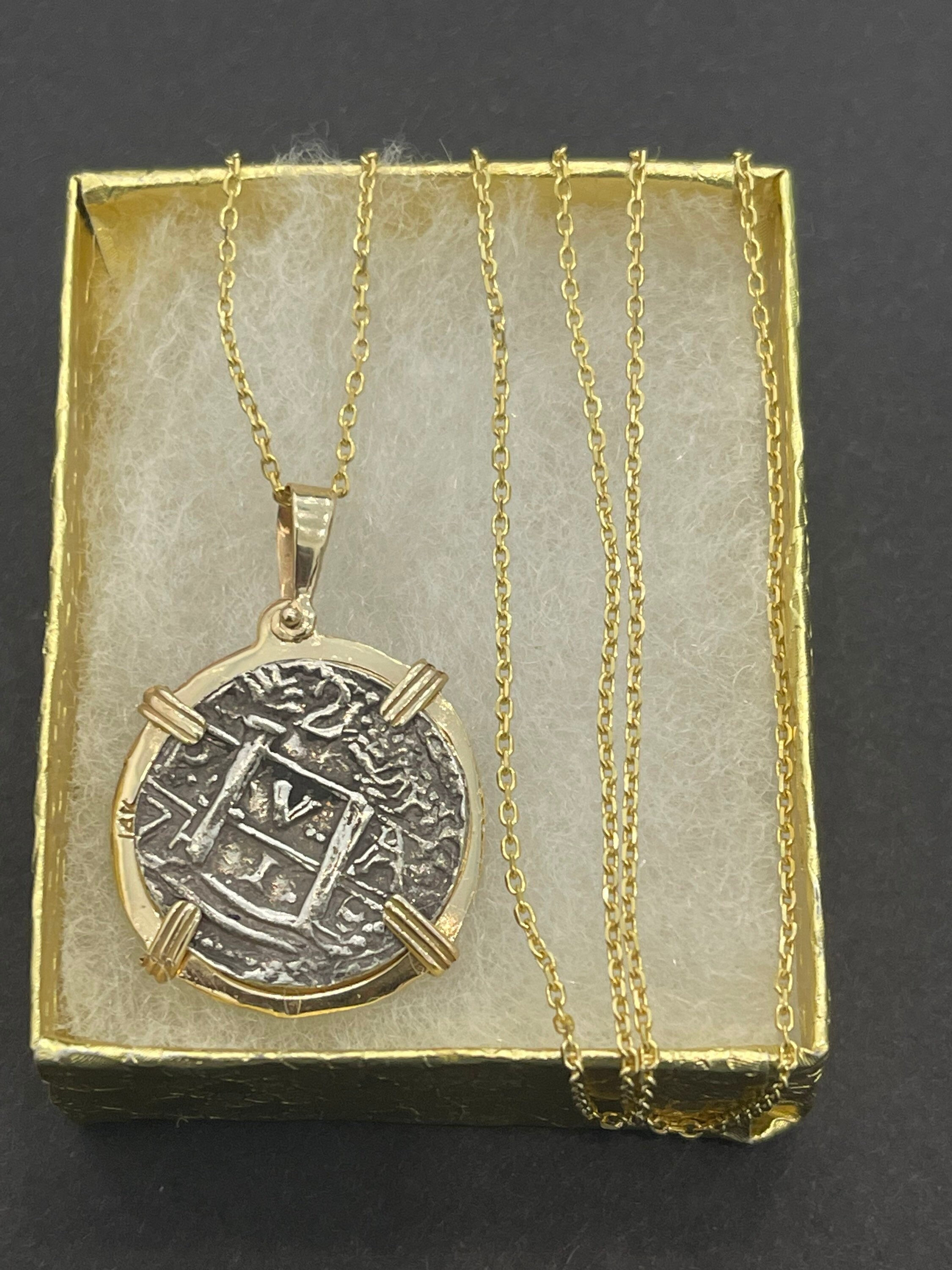 Atocha Shipwreck Silbermünzenanhänger: 14k Goldfassung, 10k