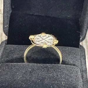 Atocha shipwreck treasure Mel fisher silver coin ring in 14kt solid gold bezel