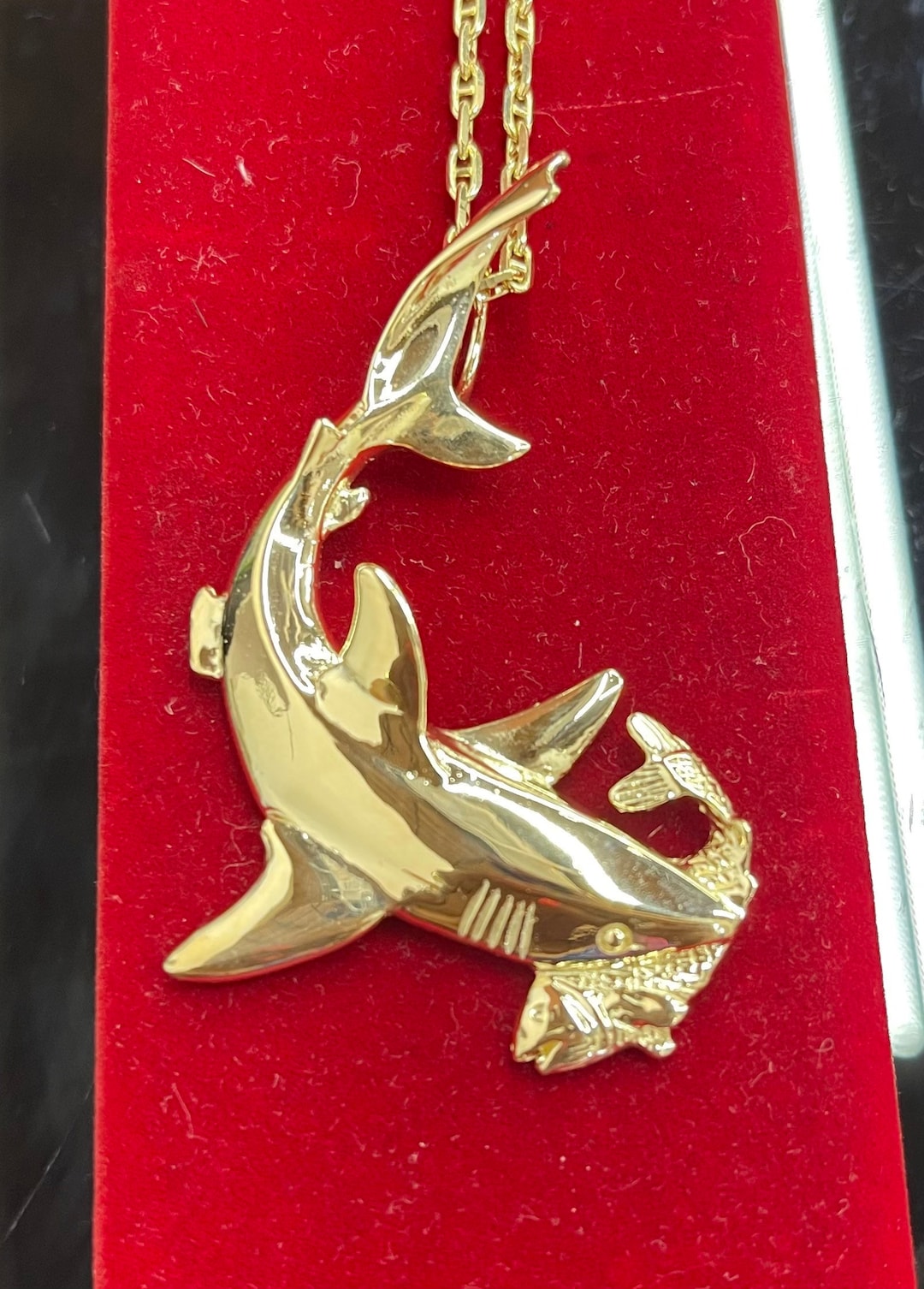 14k Solid Gold Fish Pendant Etsy