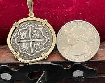 Atocha Shipwreck Silver Coin Pendant: 14k Gold Bezel, Mel Fisher Treasure