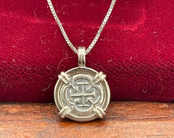 Atocha Shipwreck Silver Coin Pendant: Mel Fisher Treasure, Sterling Silver Chain (16”)