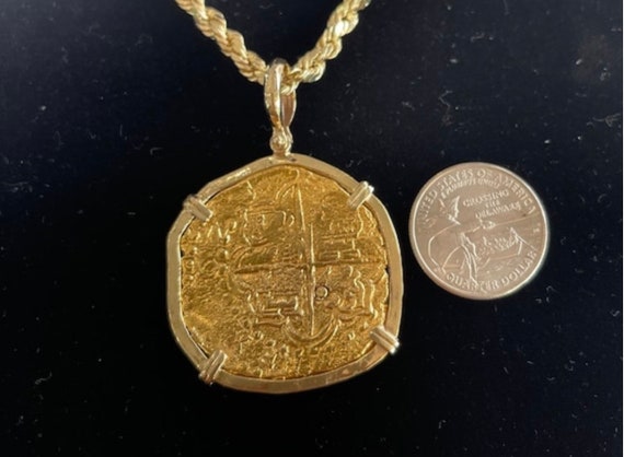 1 Reales Potosi Mint Dated 17x8 14k Yellow Gold Bezel Treasure Coin Pe