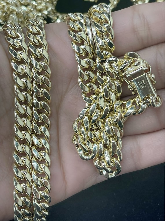 10k Gold Semi Solid Cuban Link Chain 24” Long UK