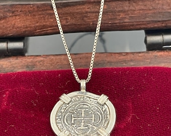 Atocha Shipwreck Treasure Mel fisher silver coin pendant with 925 sterling silver chain