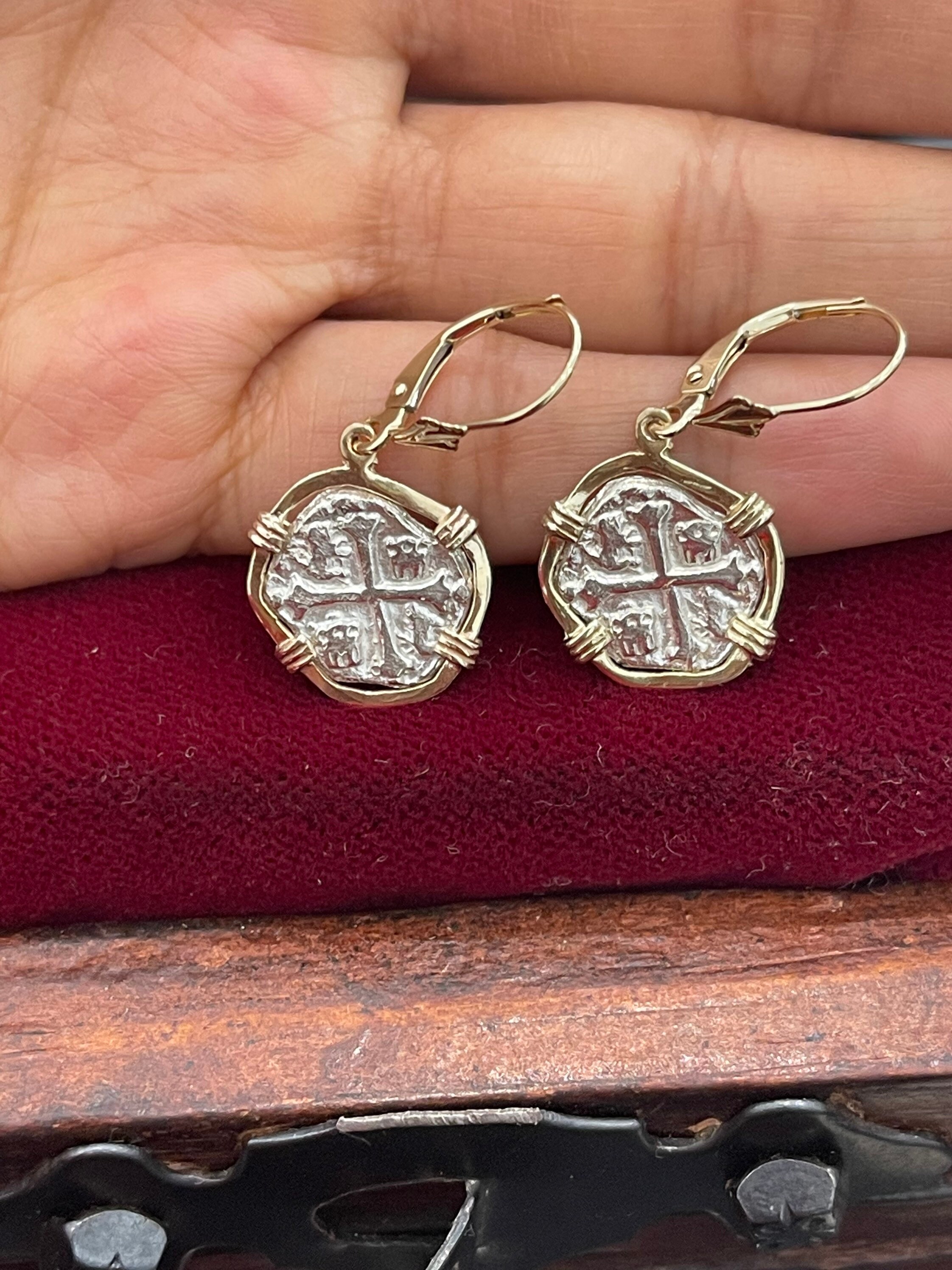 Spanish Coin Earrings, Sterling Silver Reale Earrings, Atocha Coin Spanish Coin Earrings, Sterling Silver Reale Earrings, Atocha Coin
