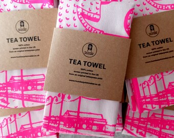 Tea Towel - Mouse & Moon Pink