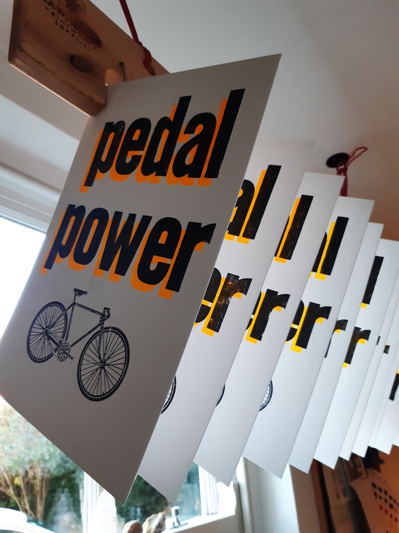 Limited Edition Handmade Letterpress Print Pedal Power
