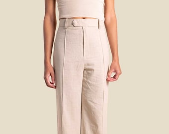 Linen pants/ 100% Linen Pants/long trousers//High-waisted trousers/comfy pants/ Office pants