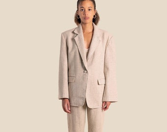 Tailored Suit Jacket / Wool blazer / Winter blazer / Beige blazer / Office blazer
