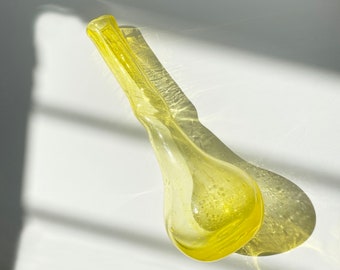 Vase vintage decorative in yellow bubble blown glass from the 70s