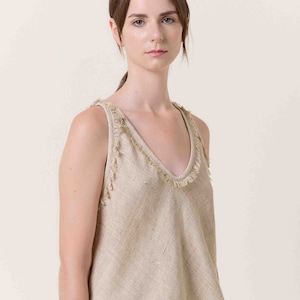 Sleeveless Top / Relaxed top / Raw silk top / Summer top image 2