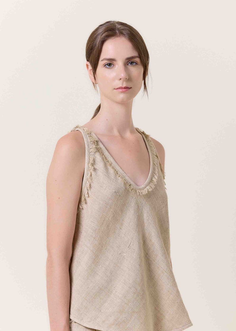 Sleeveless Top / Relaxed top / Raw silk top / Summer top image 2