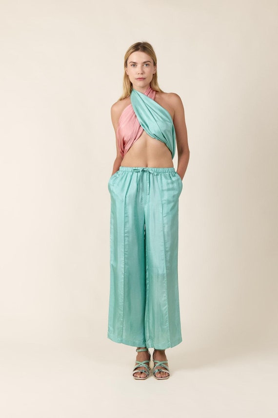 Silk Pants 100 Silk Pants long Silk Pants Home wear Pants High waisted Trousers side Pocket real Silk Pants comfy Pants Etsy UK
