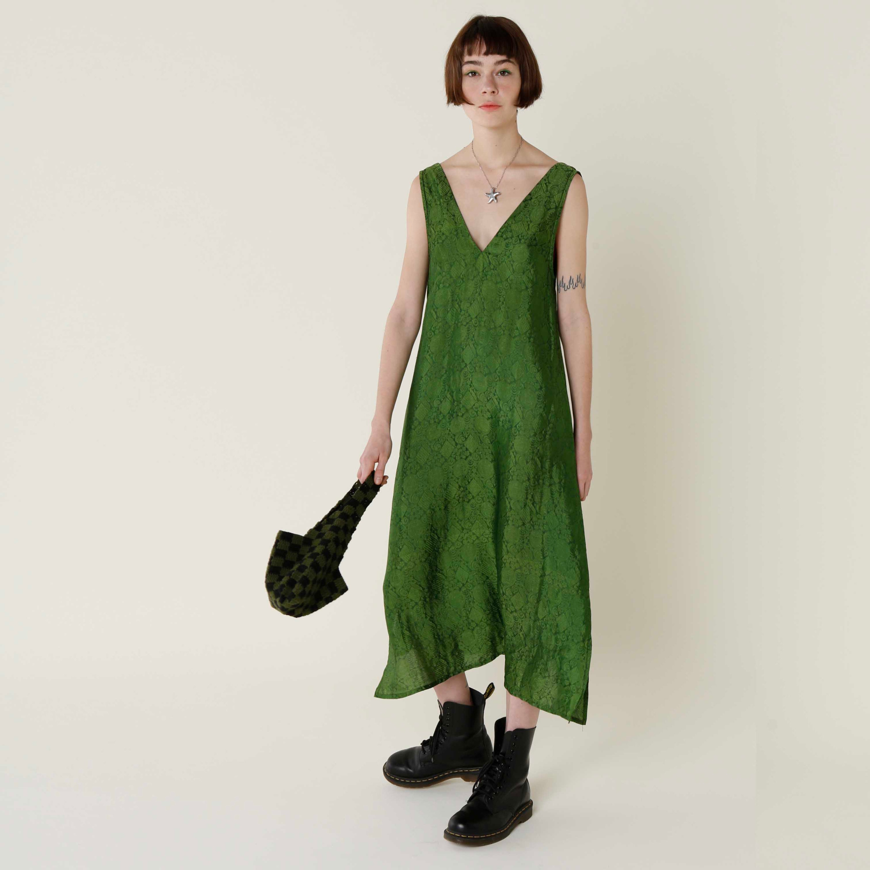 Green Silk Slip Dress