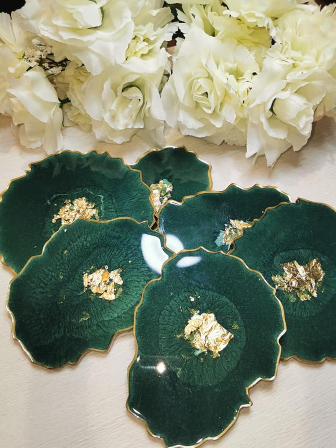Emerald Green Coasters Resin Coasters Home Accessories Etsy