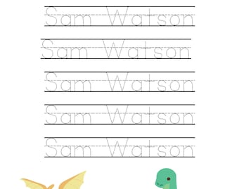 Dinosaur name writing sheet
