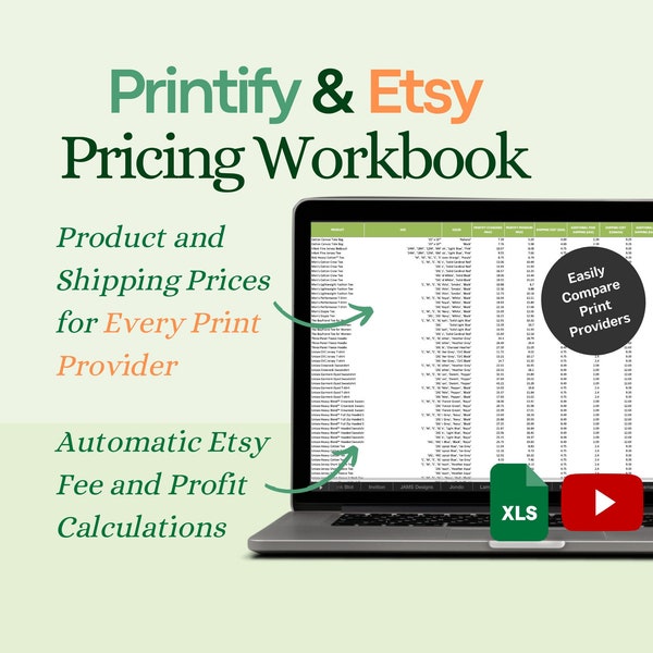 Printify Etsy Profit Pricing Calculator Excel Workbook USA, Print on Demand Profit Tool, Instant Download