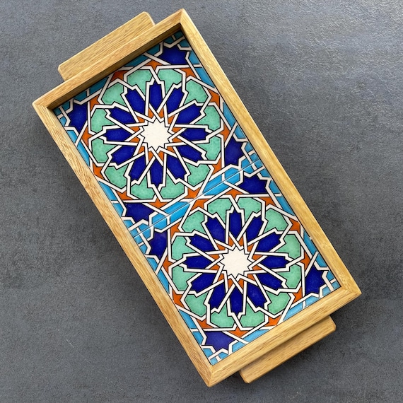 Handmade tile trays made of walnut