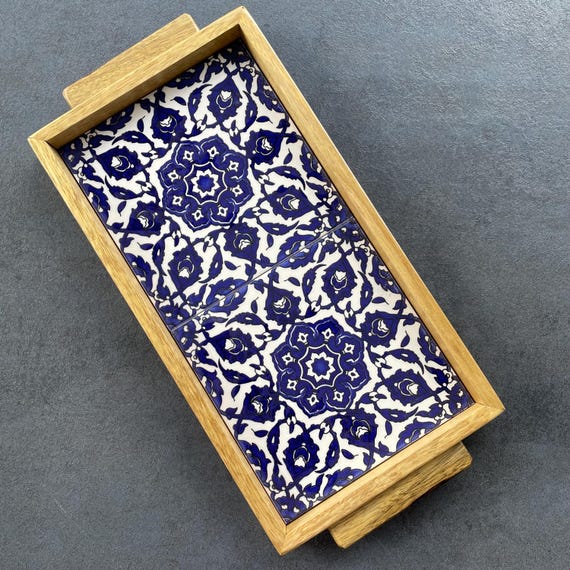 Handmade tile trays made of walnut