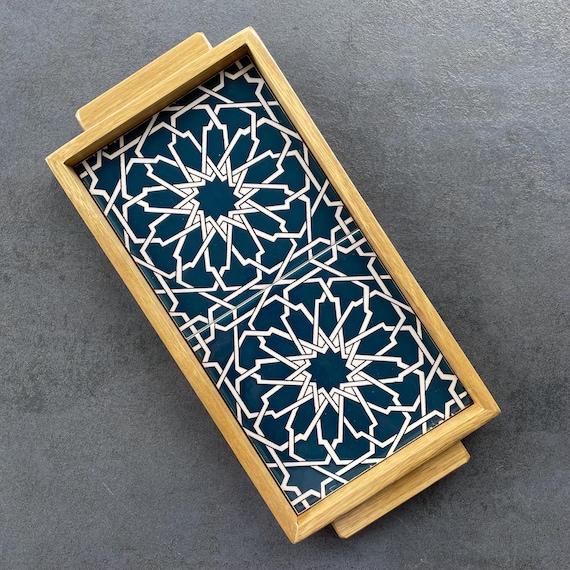 Handmade tile trays made of walnut wood
