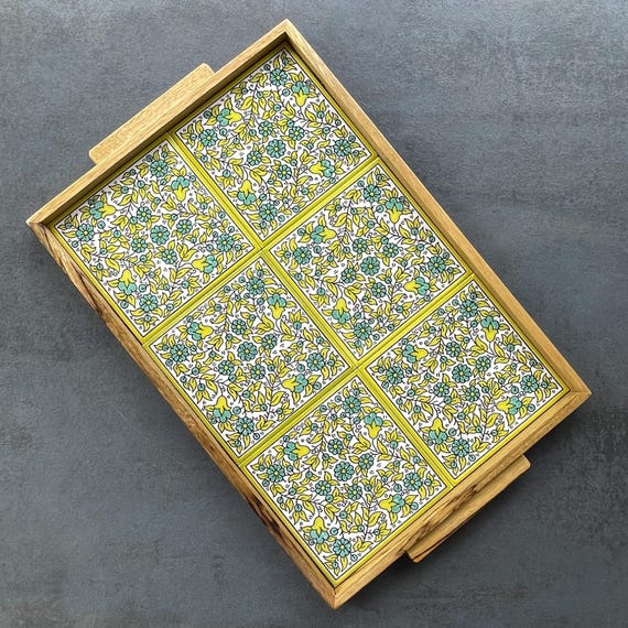 Tray with green/yellow tiles