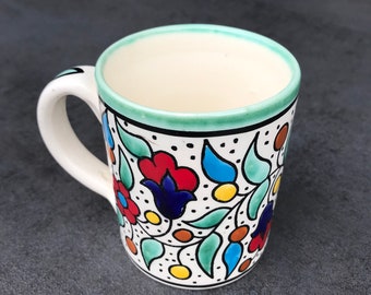 Cup, teacup, mug with hand-painted floral pattern, unique, special gift, inauguration, Mother's Day, Valentine's Day, boho style