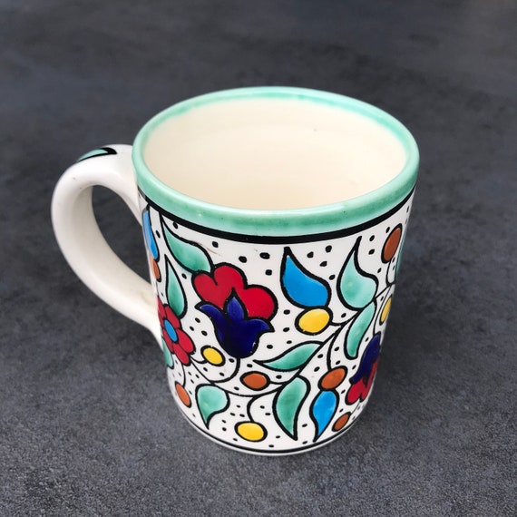 Cup, teacup, mug with hand-painted floral pattern, unique, special gift, inauguration, Mother's Day, Valentine's Day, boho style