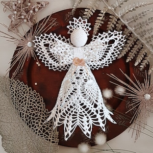 Angel Crochet Pattern EN/DE: PDF Lace Guardian Angel 10&#39;&#39; Angel tree topper EcoFriendly, Bridal Wedding Birthday Gift Vegan, Christmas Decor