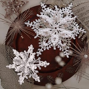 Reliëfpatroon 3 sneeuwvlokken haakpatroon DE/EN: PDF Kerstboomversiering, ijskristal