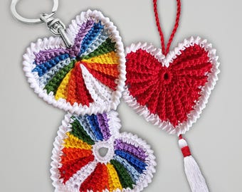 Heart Rainbow 9 cm Crochet Pattern EN/DE: PDF gift in Rainbow Colors.