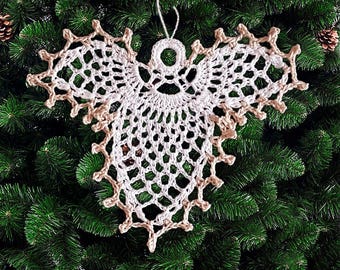 Christmas Angel Crochet Pattern Flat 2D EN/DE: PDF Christmas Decoration Crochet, Crochet Angel, Religious Bookmark Christmas Tree Decoration